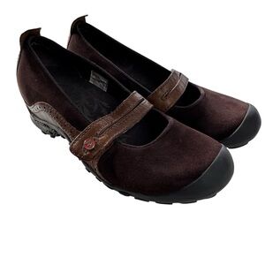 Merrell Plaza Bandeau Mary Jane Shoe Womens 6 Brown Leather Suede Slip On